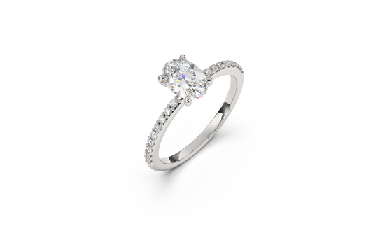 טבעת יהלום מעבדה בצורת אובל