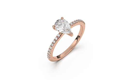 טבעת סוליטר טיפה ויהלומי צד