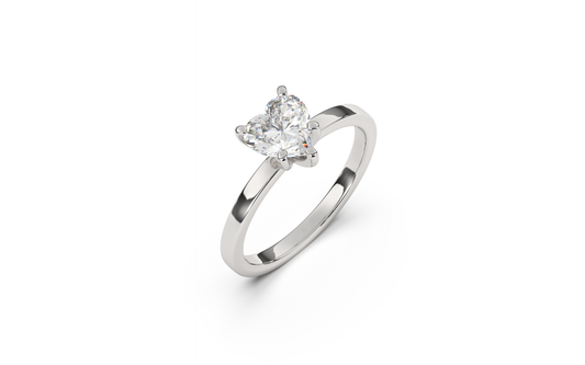 טבעת סוליטר משובצת יהלום לב