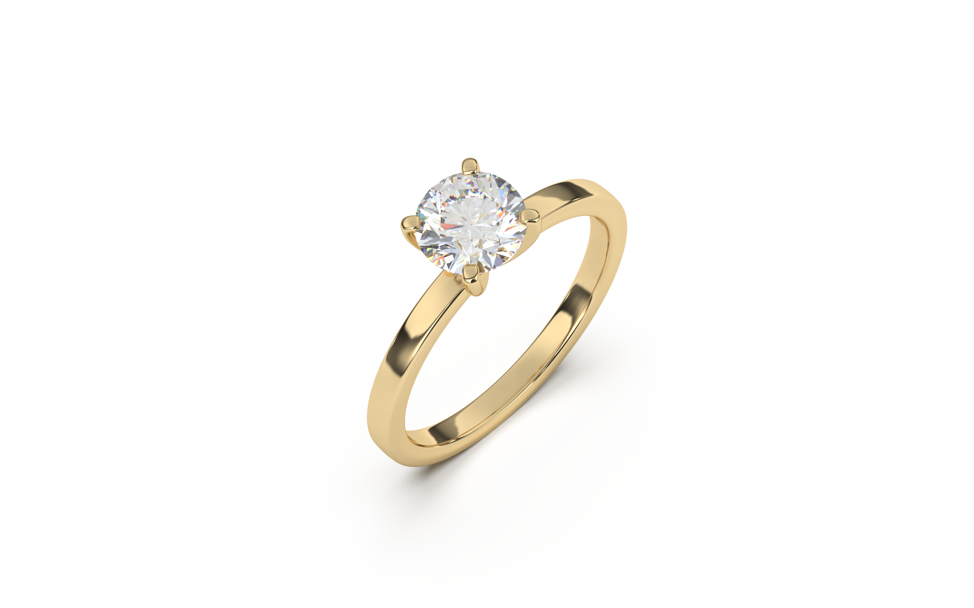 טבעת סוליטר משובצת יהלום עגול