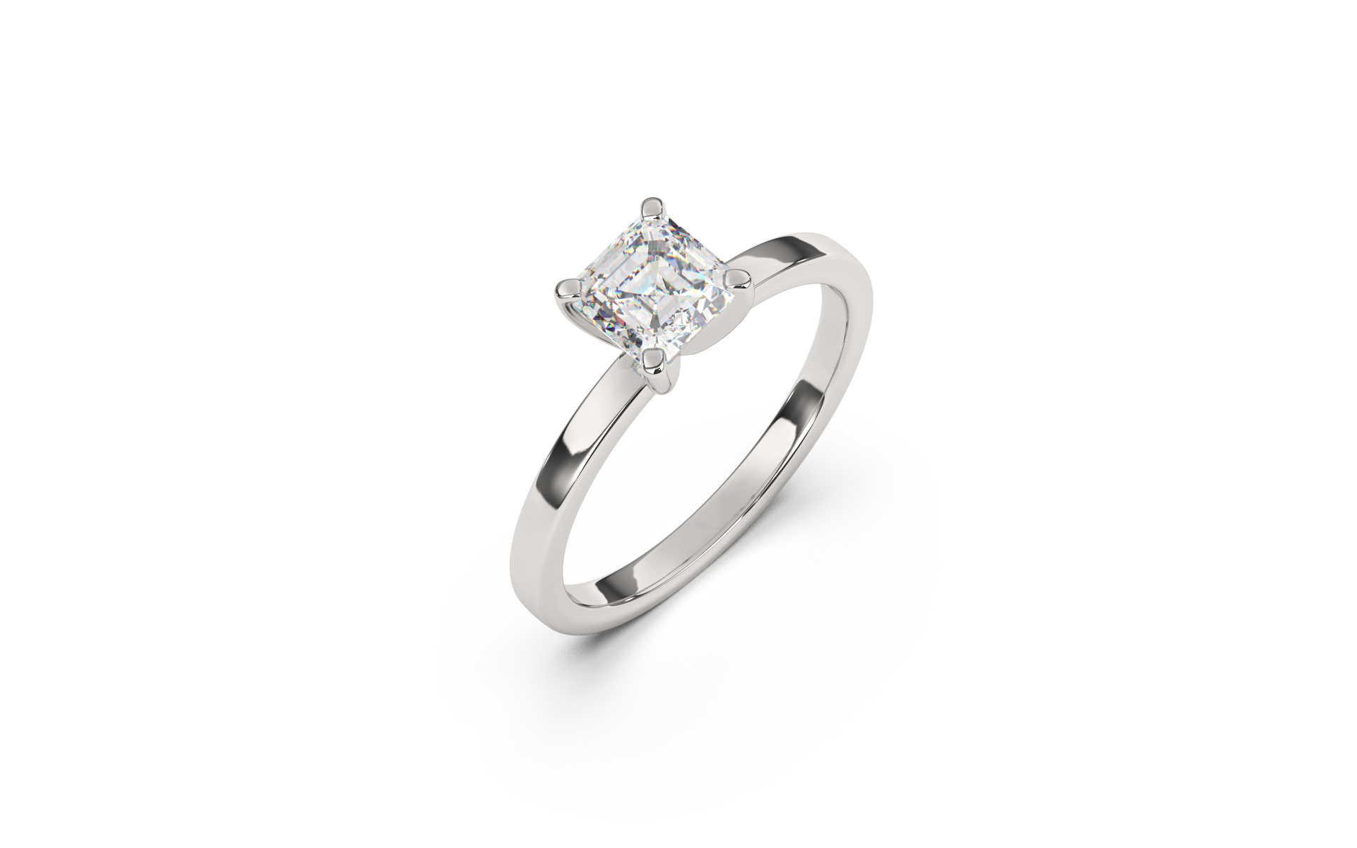 טבעת סוליטר משובצת יהלום אשר קאט