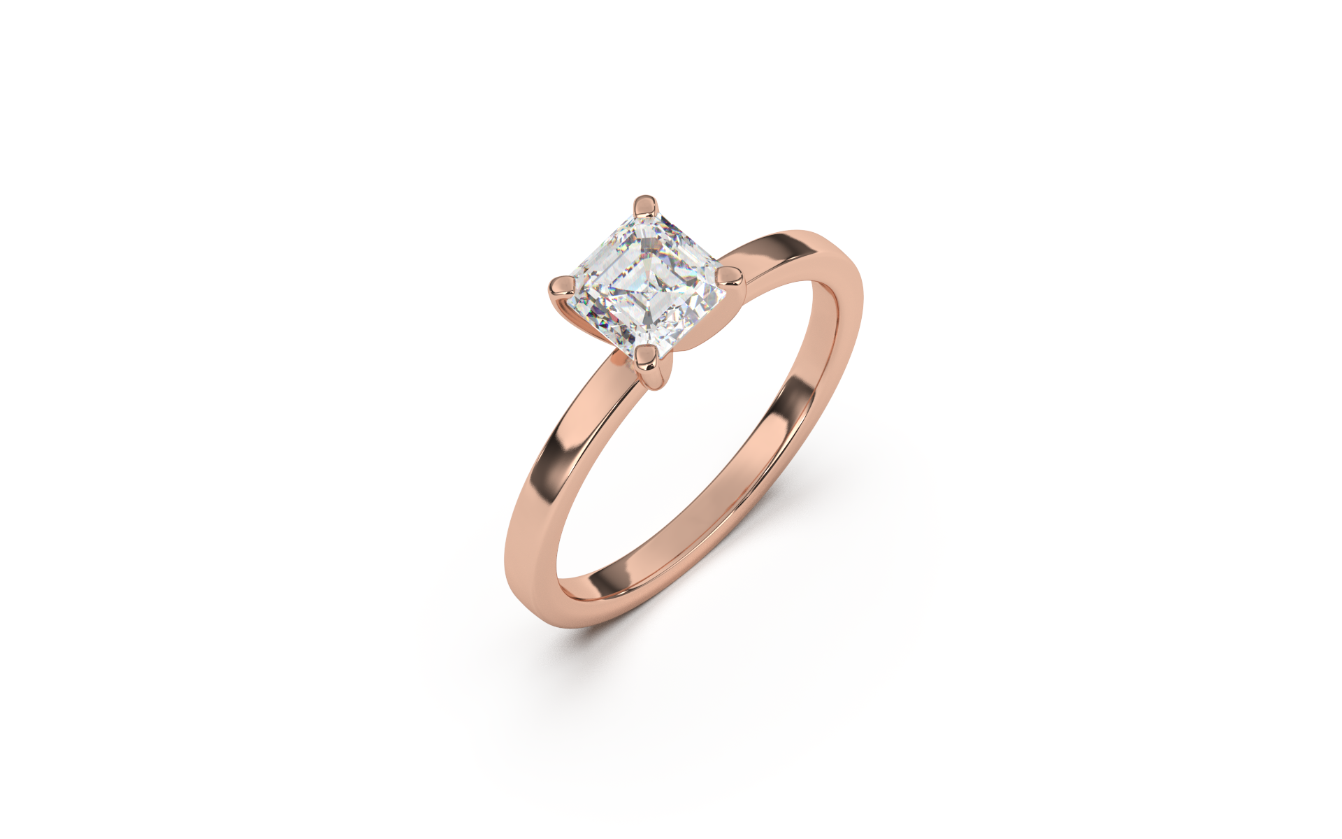 טבעת סוליטר משובצת יהלום אשר קאט