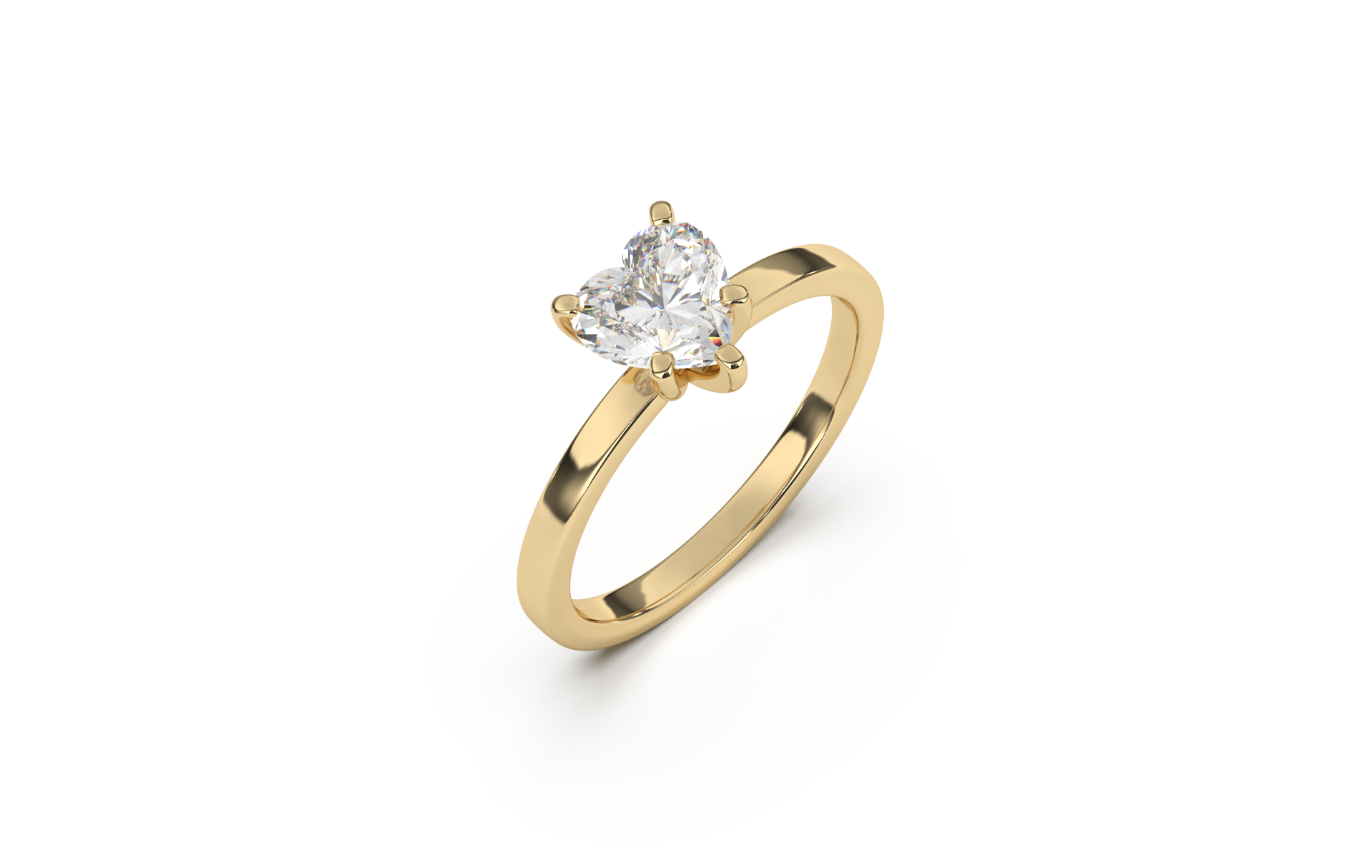 טבעת סוליטר משובצת יהלום לב