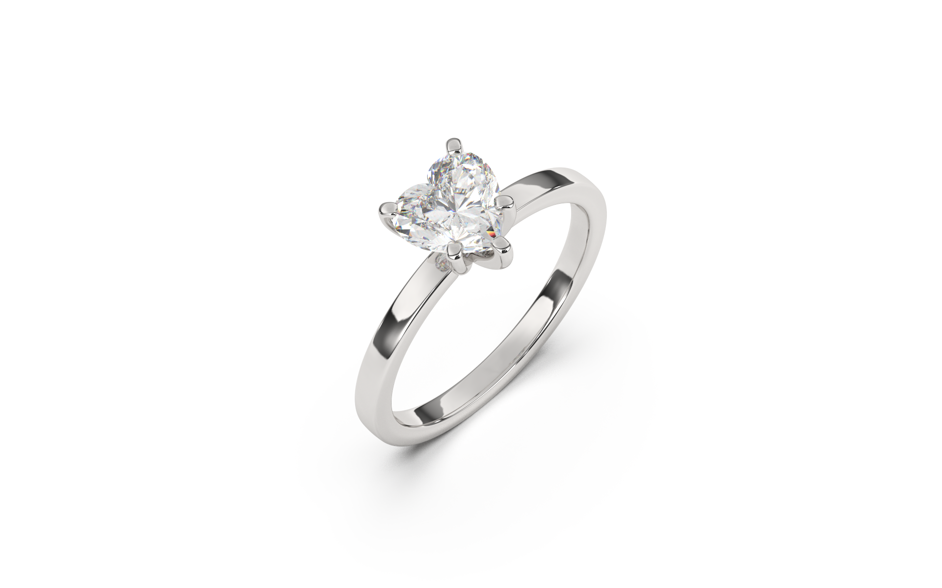 טבעת סוליטר משובצת יהלום לב