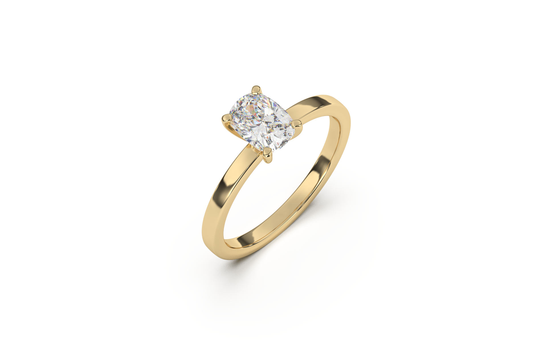 טבעת סוליטר משובצת יהלום קושן