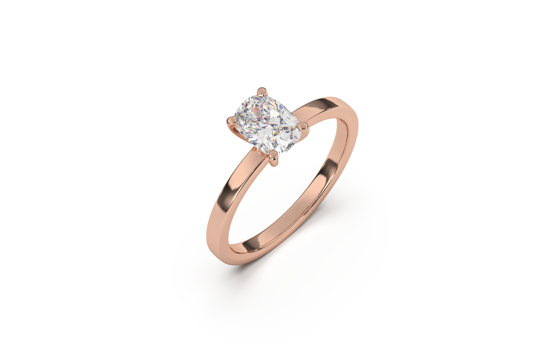 טבעת סוליטר משובצת יהלום קושן