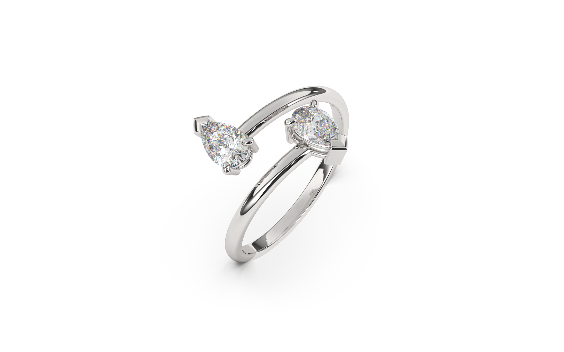 טבעת ספרינג משובצת יהלומים בצורת טיפה