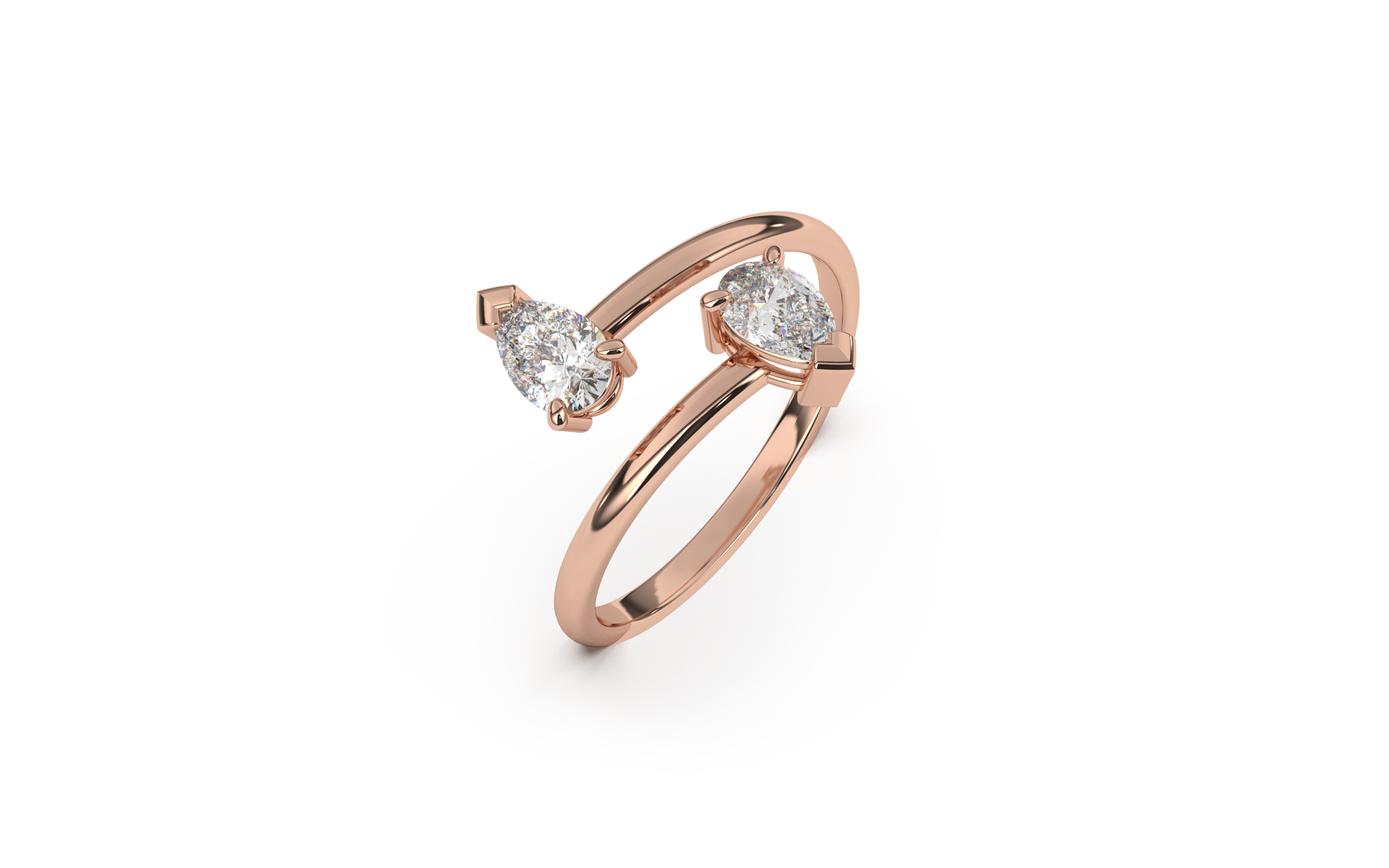 טבעת ספרינג משובצת יהלומים בצורת טיפה