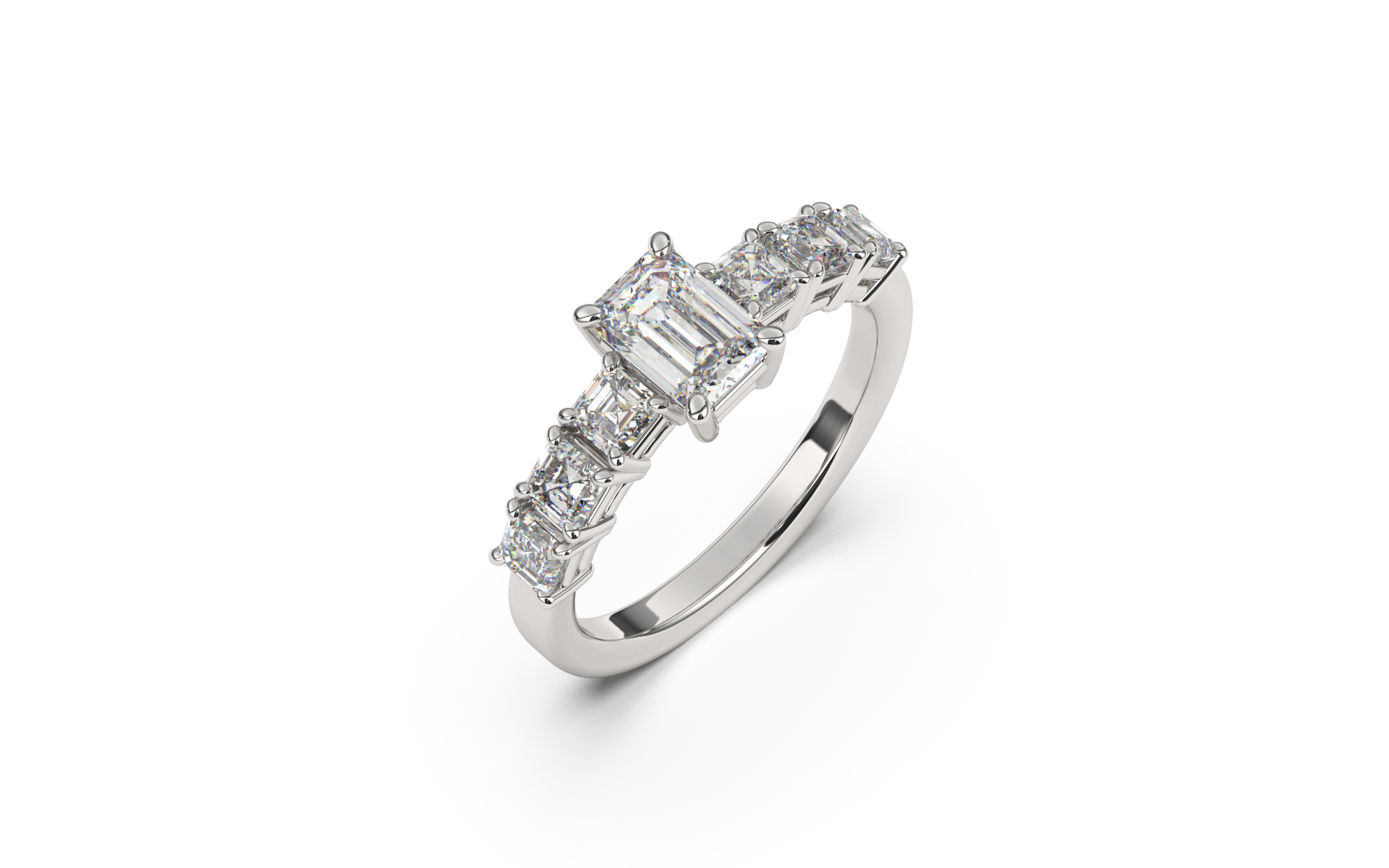 טבעת אמרלד ויהלומי צד מרובעים