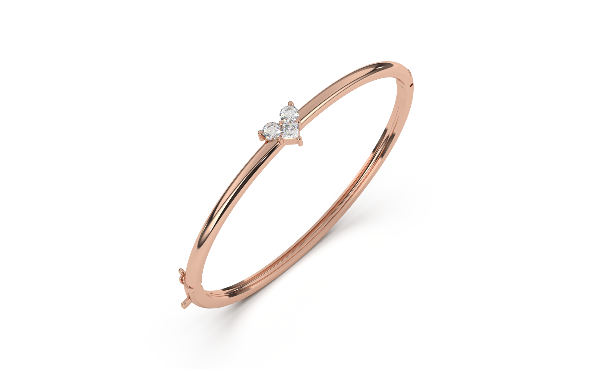 צמיד קשיח בנגל בשיבוץ לב