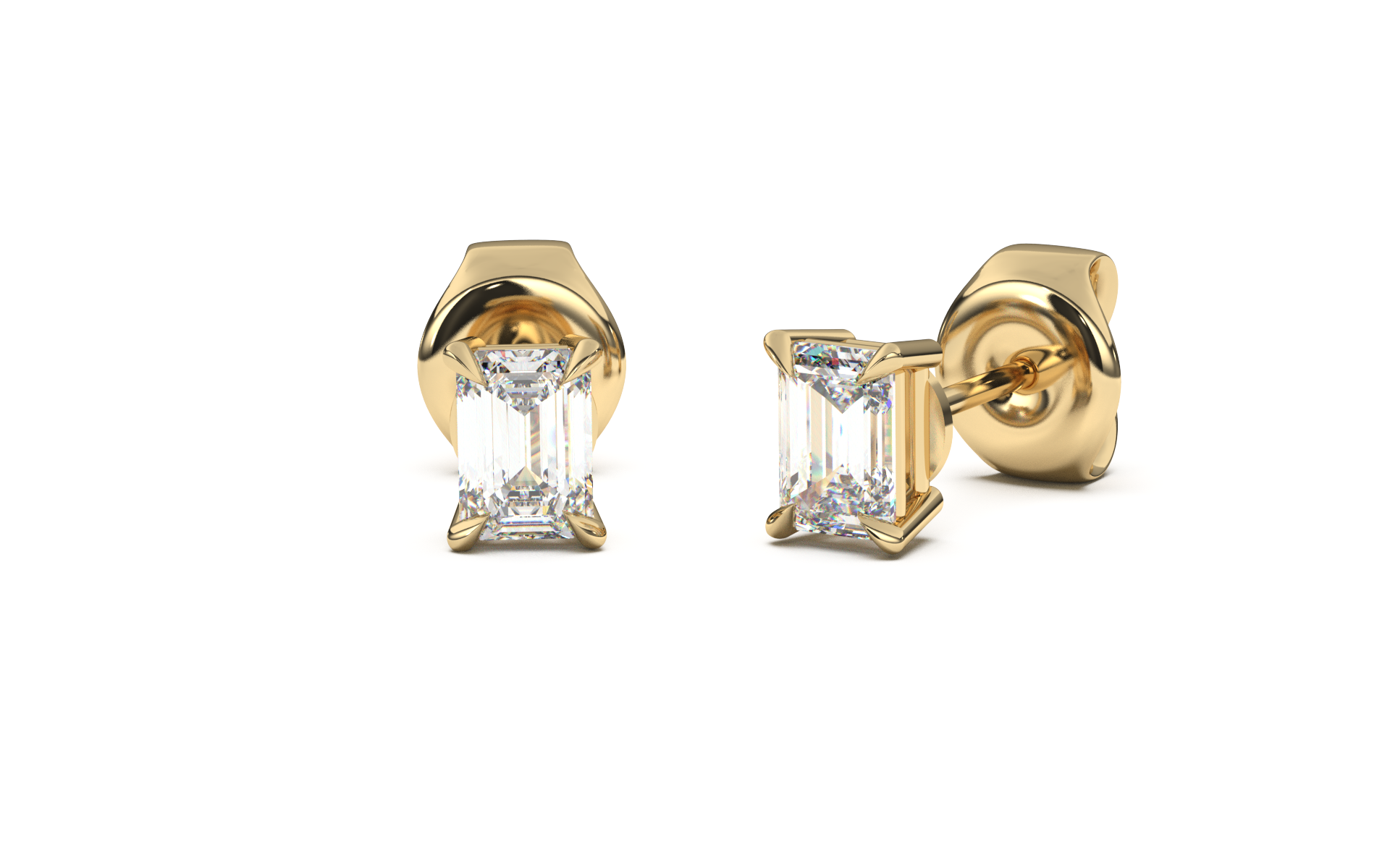 עגילי יהלום אמרלד צמודים